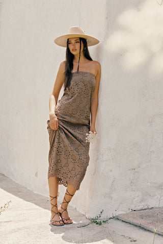 BROWNIE EYELET TUBE DRESS
