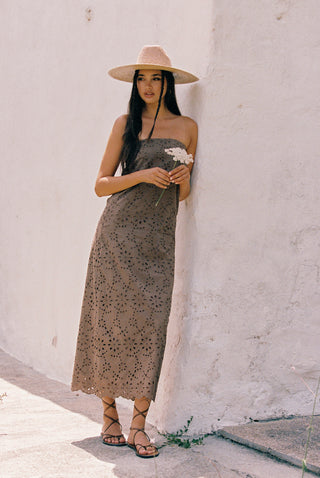 BROWNIE EYELET TUBE DRESS