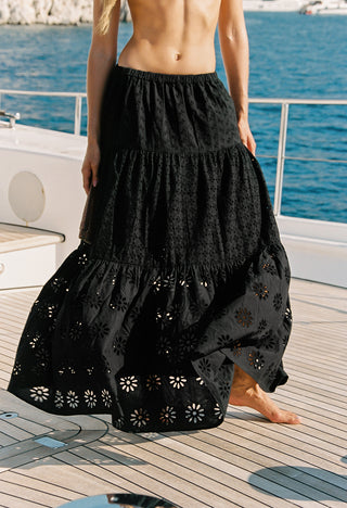 EBONY MAXI TIERED SKIRT