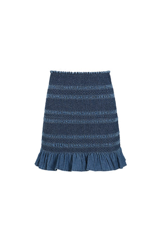 INDIGO SMOCKED SKIRT