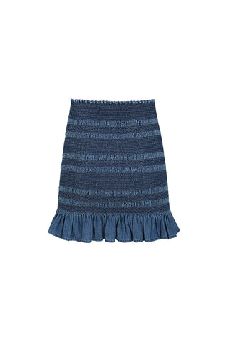 INDIGO SMOCKED SKIRT